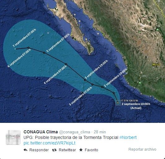 Se forma tormenta tropical Norbert en el Pacífico Se forma tormenta tropical Norbert en el Pacífico